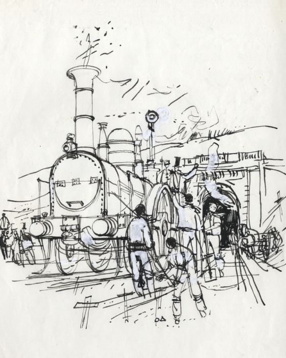 Paul Sharp - 1966 Pen and Ink Drawing, North Star near Box Tunnel