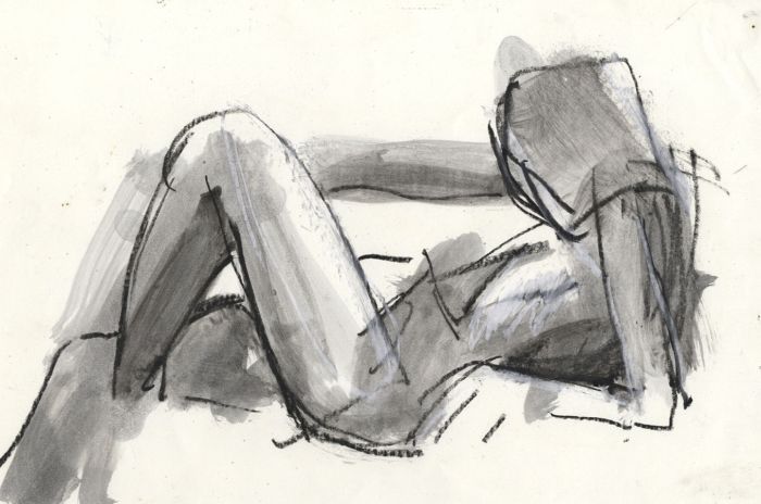 Peter Fitzsimons - Contemporary Charcoal Drawing, Reclining Nude