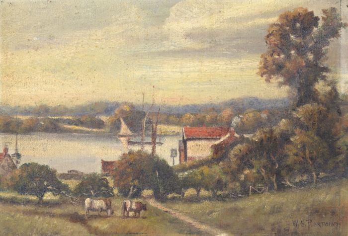 W.S. Pierpoint - 1924 Oil, On the Banks of the Orwell from Pin Mill