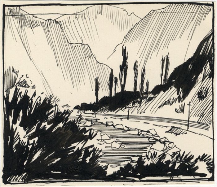Gladys Dawson - Early 20th Century Pen and Ink Drawing, Landscape