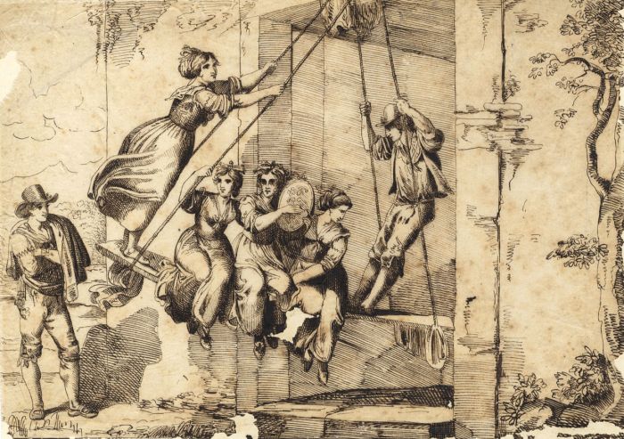 Circle of Bartolomeo Pinelli 18th Century Pen and Ink Drawing