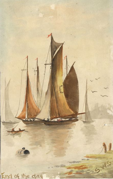 Monogram S.W.S. - Early 20th Century Watercolour, End of the Day