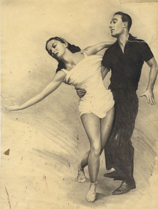 Joseph Henry Lynch (1911-1989) - Mid 20th Century Charcoal Drawing, Dancers