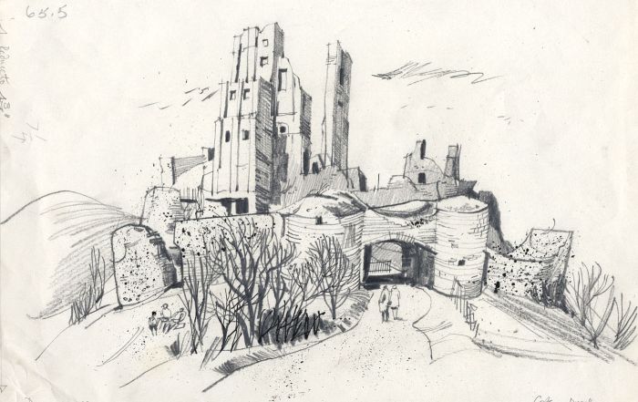 Paul Sharp - 1964 Graphite Drawing, Corfe, Dorset