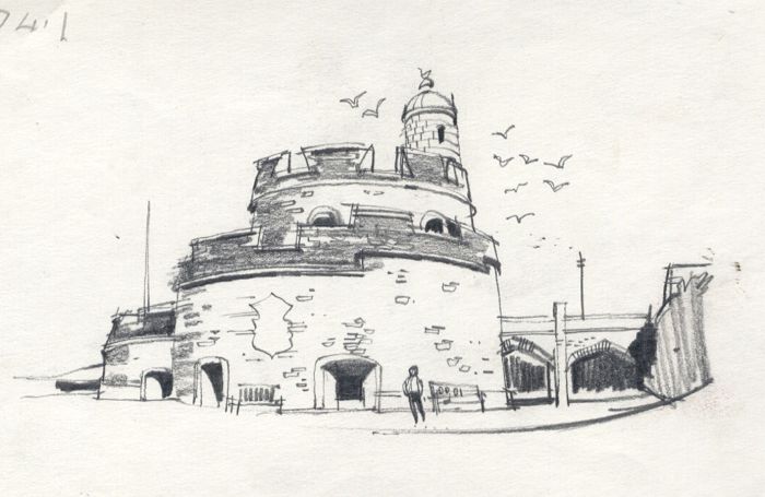 Paul Sharp - 1964 Graphite Drawing, St Mawes, Cornwall