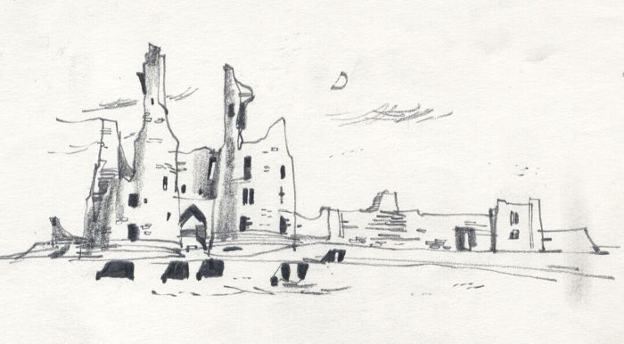 Paul Sharp - 1964 Graphite Drawing, Dunstanburgh