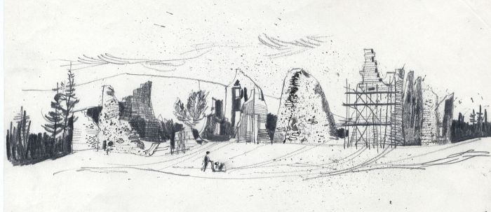 Paul Sharp - 1964 Graphite Drawing, Kildrummy, Aberdeen