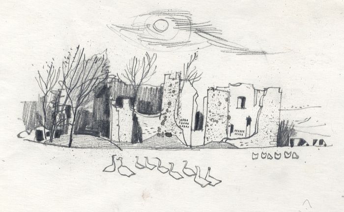 Paul Sharp - 1964 Graphite Drawing, Hailes, E Lothian