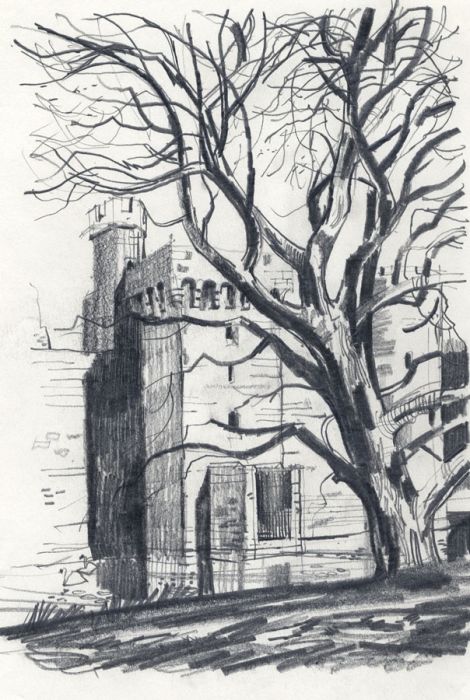 Paul Sharp - 1964 Graphite Drawing, Bodiam, Sussex