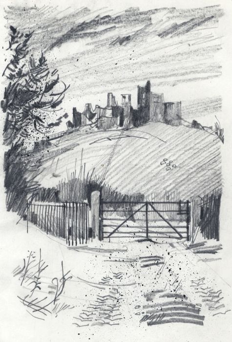 Paul Sharp - 1964 Graphite Drawing, Carreg Cennen, Carmarthenshire