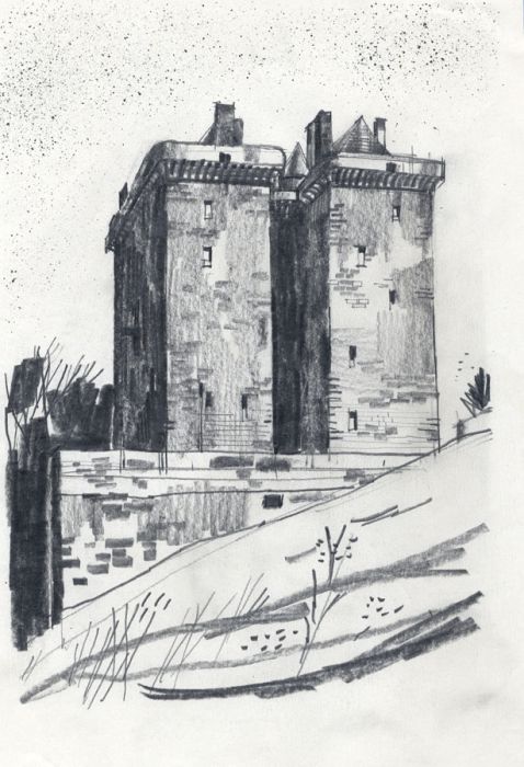 Paul Sharp - 1964 Graphite Drawing, Borthwick, Midlothian