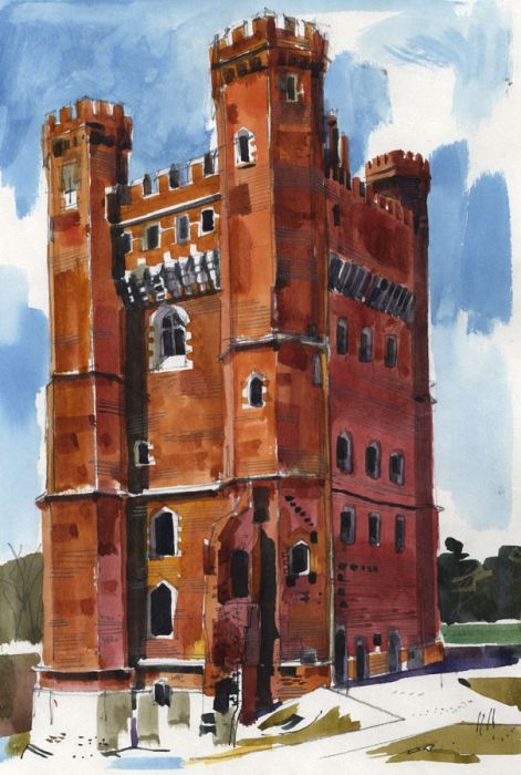 Paul Sharp - 1964 Watercolour, Tattershall, Lincolnshire