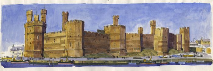 Paul Sharp - 1964 Watercolour, Caernarvon, Caernarvonshire