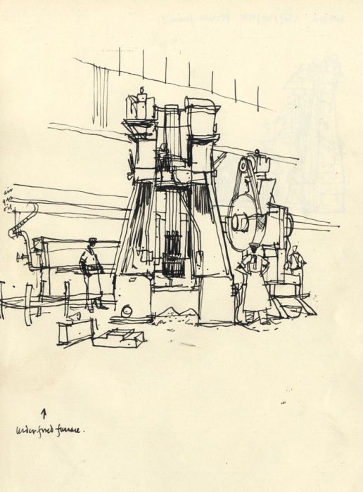 Paul Sharp - Mid 20th Century Pen and Ink Drawing, Furnace