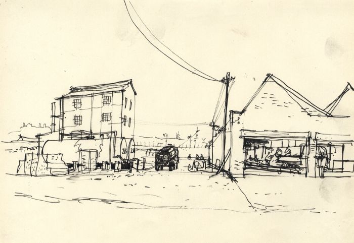Paul Sharp - Mid 20th Century Pen and Ink Drawing, Lorry Delivering