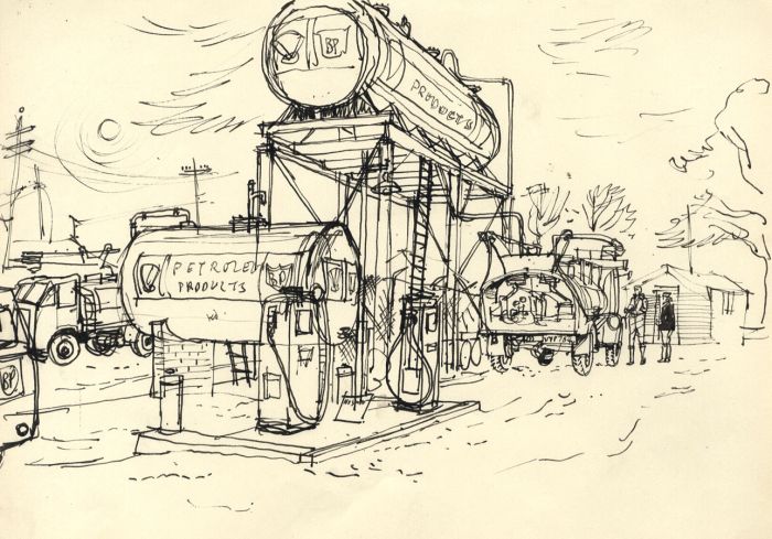 Paul Sharp - Mid 20th Century Pen and Ink Drawing, BP Tankers