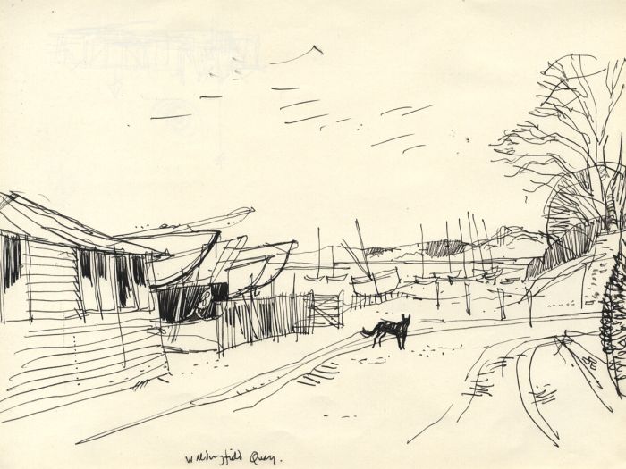 Paul Sharp - Mid 20th Century Pen and Ink Drawing, Waldringfield Quay