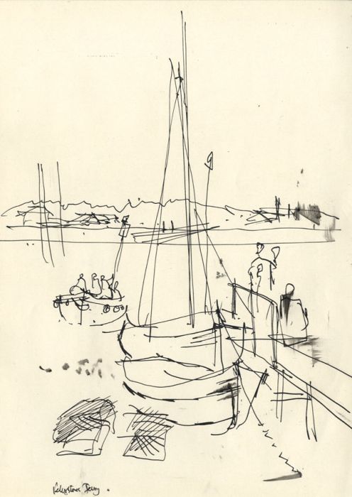 Paul Sharp - Mid 20th Century Pen and Ink Drawing, Felixstowe Ferry