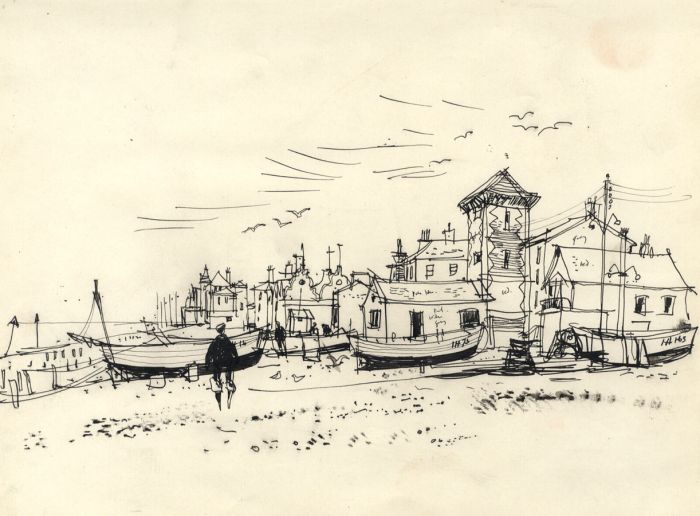 Paul Sharp - Mid 20th Century Pen and Ink Drawing, Suffolk Coast