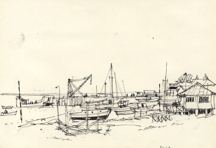 Paul Sharp - Mid 20th Century Pen and Ink Drawing, Orford Quay