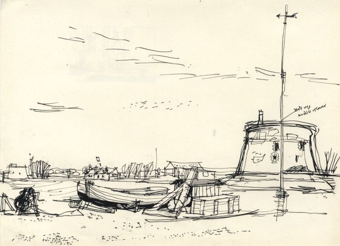 Paul Sharp - Mid 20th Century Pen and Ink Drawing, Suffolk Coast