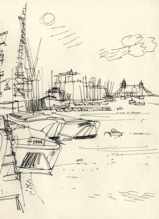 Paul Sharp - Mid 20th Century Pen and Ink Drawing, Thames