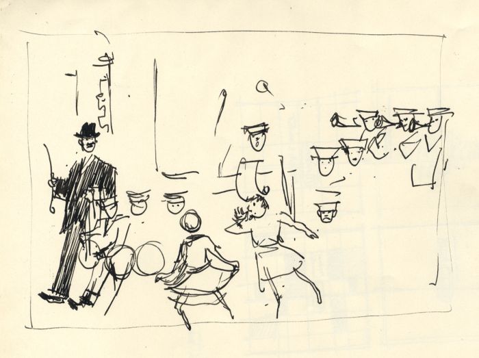 Paul Sharp - Mid 20th Century Pen and Ink Drawing, Street Parade