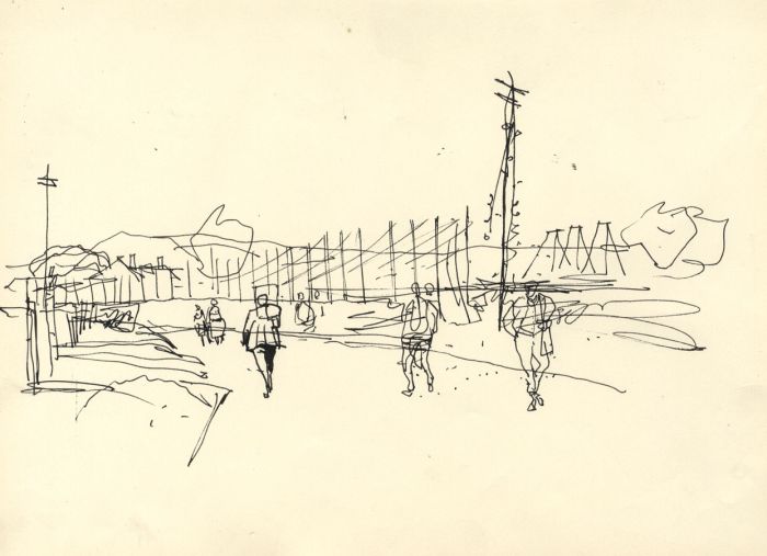Paul Sharp - Mid 20th Century Pen and Ink Drawing, Off to Work