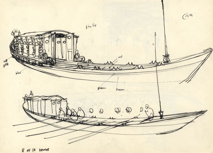 Paul Sharp - Set of 4 Mid 20th Century Pen and Ink Drawings, Rowing Boat