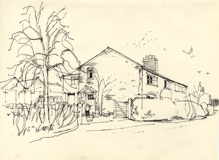 Paul Sharp - Mid 20th Century Pen and Ink Drawing, House