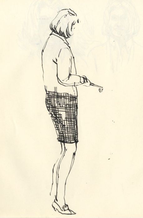 Paul Sharp - Mid 20th Century Pen and Ink Drawing, Standing woman