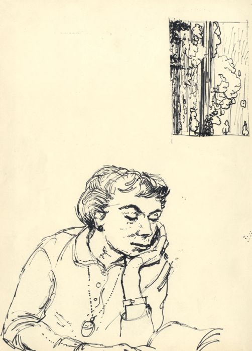 Paul Sharp - 1958 Pen and Ink Drawing, Portrait of a Woman
