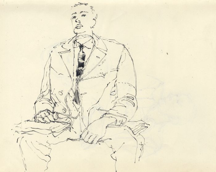 Paul Sharp - 1958 Pen and Ink Drawing, Portrait of a Man