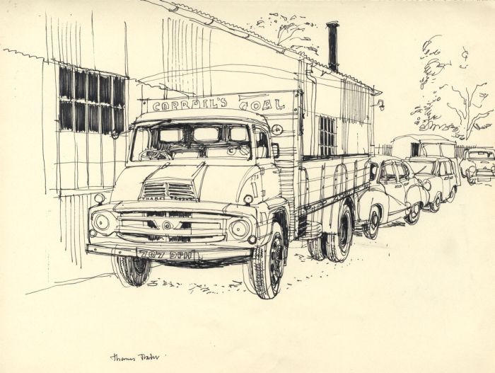 Paul Sharp - 1958 Pen and Ink Drawing, Thames Trader