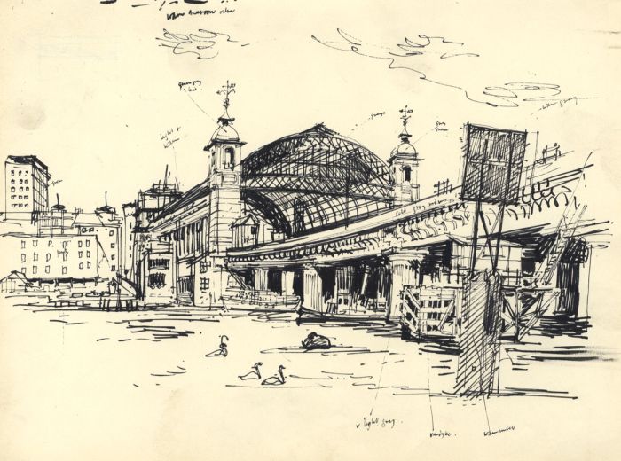 Paul Sharp - 1958 Pen and Ink Drawing, Pier