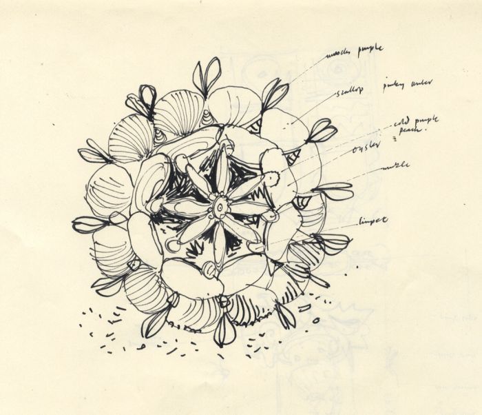 Paul Sharp - 1958 Pen and Ink Drawing, Shell Composition