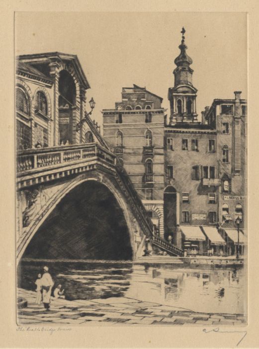 Early 20th Century Drypoint - The Rialto Bridge, Venice
