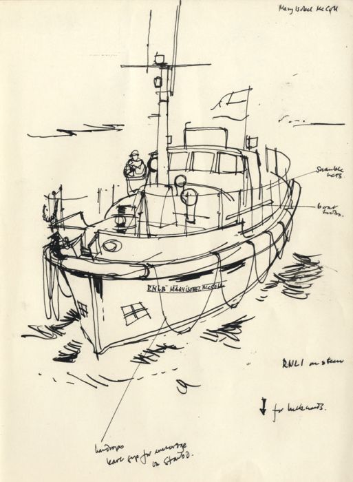 Paul Sharp - 1969 Pen and Ink Drawing, Lifeboat Mary Isobel McColl