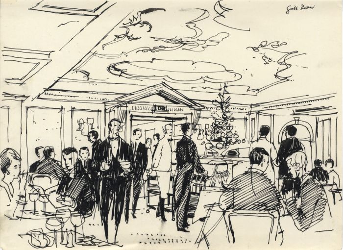 Paul Sharp - 1969 Pen and Ink Drawing, Restaurant