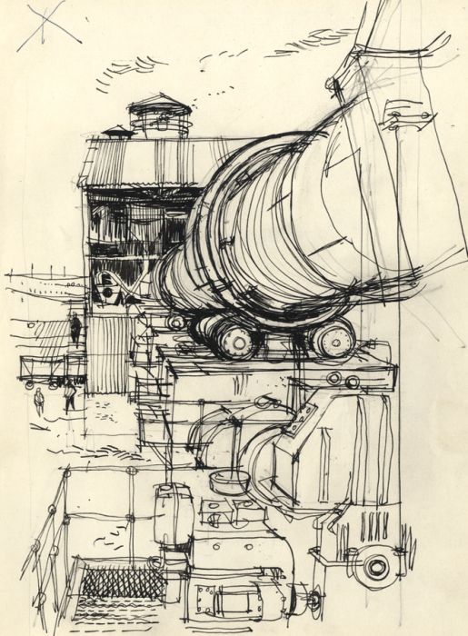 Paul Sharp - Mid 20th Century Pen and Ink Drawing, Industrial Scene