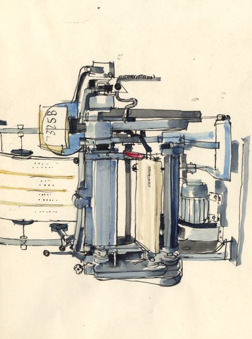Paul Sharp - Mid 20th Century Pen and Ink Drawings, Factory Scenes