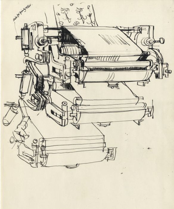 Paul Sharp - Set of Three Mid 20th Century Pen and Ink Drawings, Factory Scenes