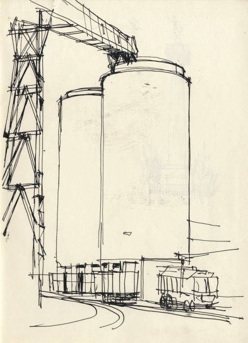 Paul Sharp - Set of Three Mid 20th Century Pen and Ink Drawings, Machinery