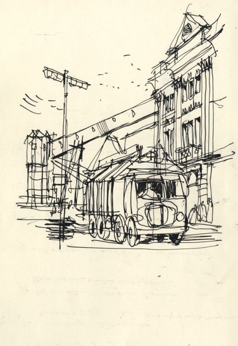 Paul Sharp - Pair of Mid 20th Century Pen and Ink Drawings, Mining Headgear
