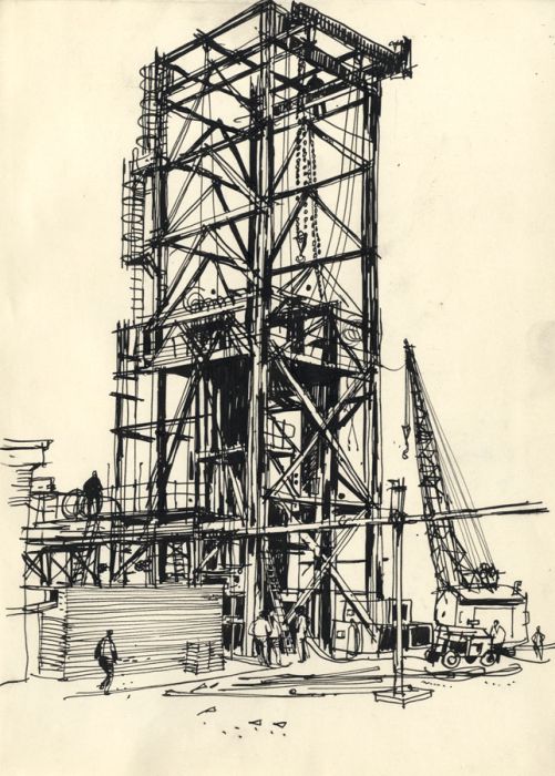 Paul Sharp - Pair of Mid 20th Century Pen and Ink Drawings, Mining Site
