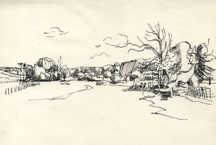 Paul Sharp - Mid 20th Century Pen and Ink Drawing, Landscape