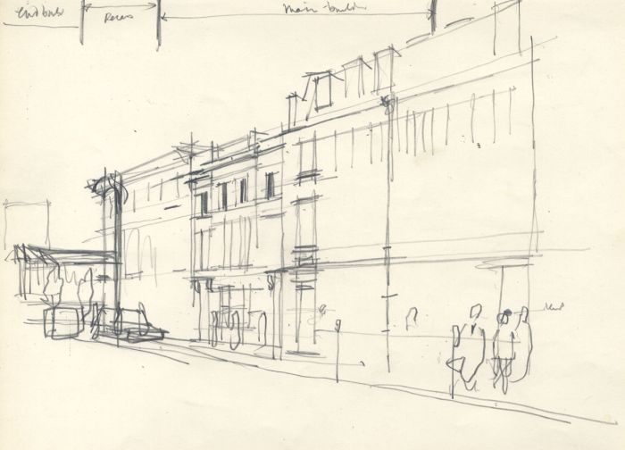 Paul Sharp - Five Mid 20th Century Graphite Drawings, Architectural Studies