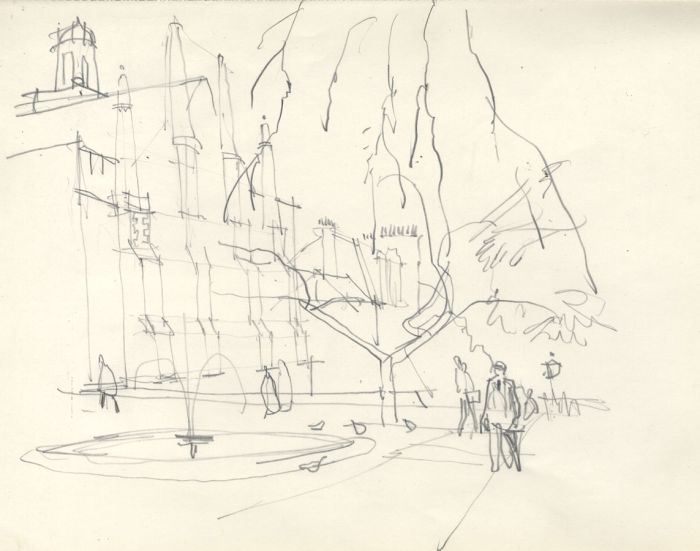 Paul Sharp - Four Mid 20th Century Graphite Drawings, Architectural Studies
