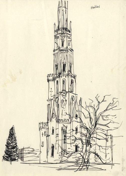 Paul Sharp - Mid 20th Century Pen and Ink Drawing, St Mary's Church, Hadlow