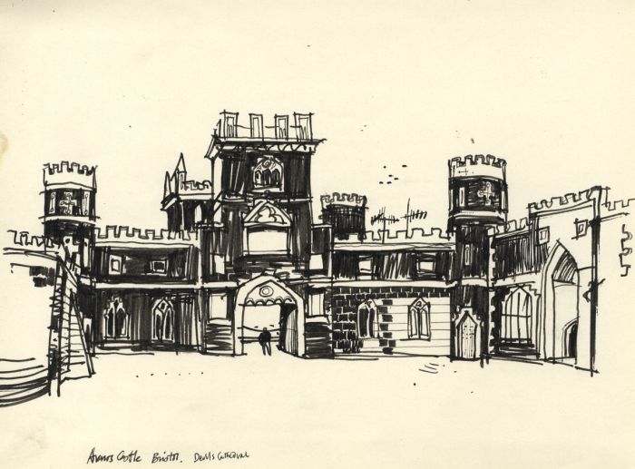 Paul Sharp - Mid 20th Century Pen and Ink Drawing, Arnos Castle, Bristol